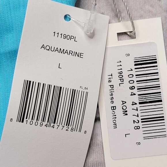 Frankies Bikinis Tia Plisse Bikini Bottom In Aquamarine NWT Size L - Picture 7 of 8